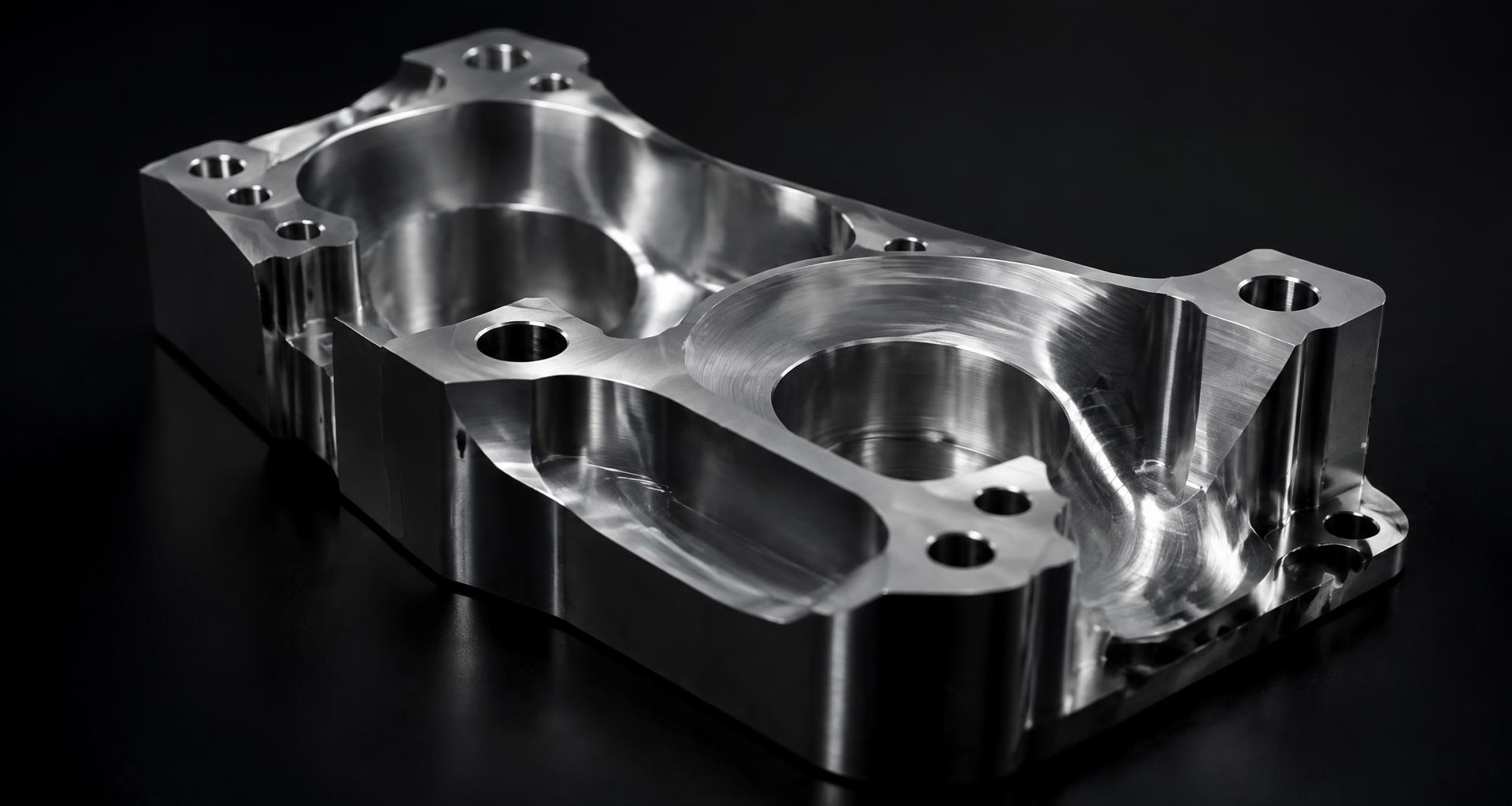 Precision-machined aluminum housing with sculpted pockets and fine tool marks